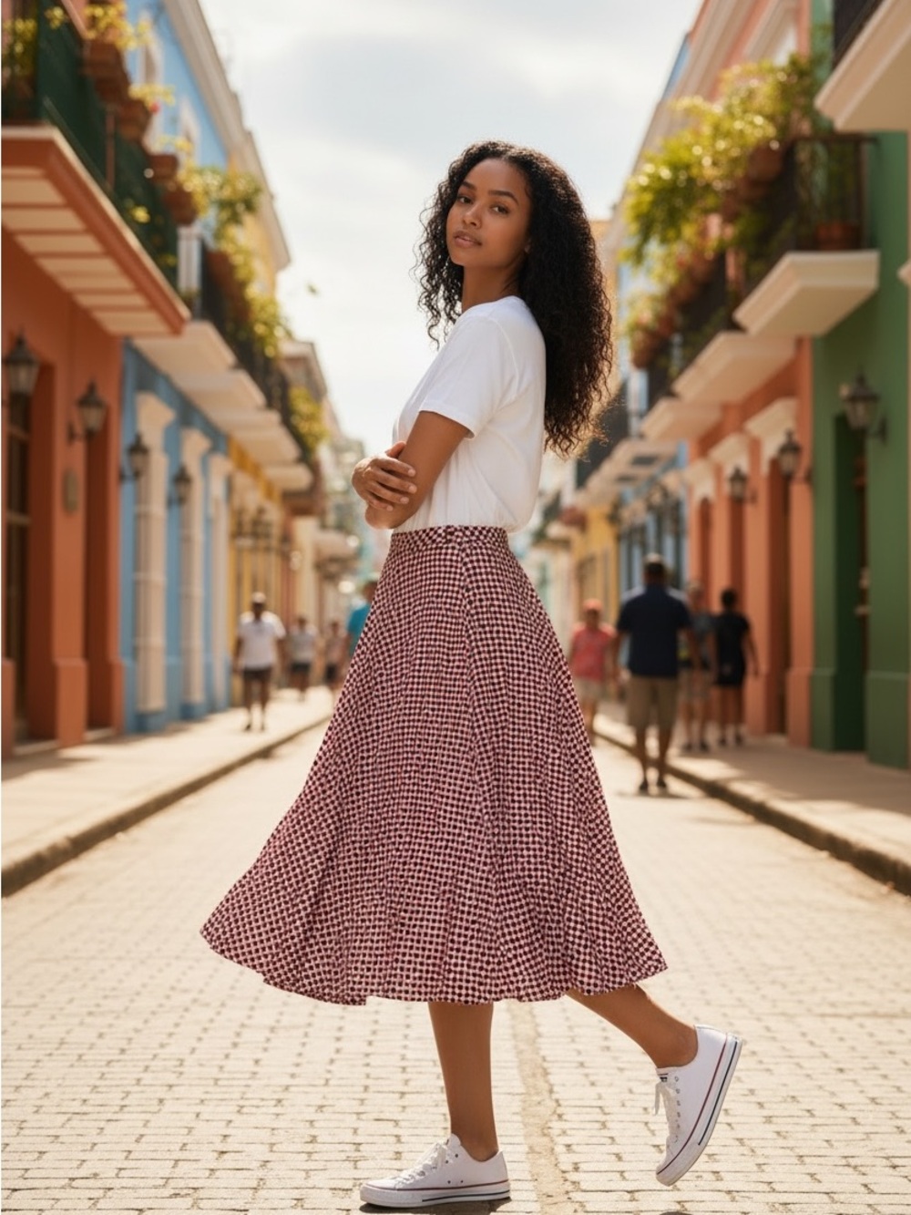 Boden Retro Geometric Pleated Midi Skirt US8 UK12